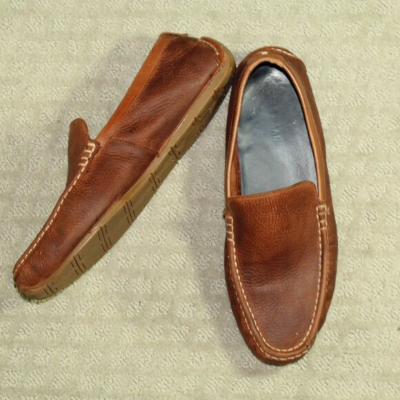 Cole Haan Slip On Venetian Driving Loafers Brown Textured Leather Men's US 10M - Picture 1 of 6